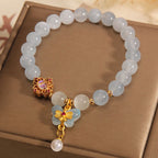 Fortune Jewel Aquamarine Cat's Eye Healing Butterfly Pearl Charm Bracelet