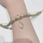 Fortune Jewel Jade Leaf Ginkgo Tulip Peanut Fu Character Luck Beaded Bracelet