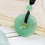 Fortune Jewel Lucky Coin Pendant Healing Crystal Gemstone Necklace
