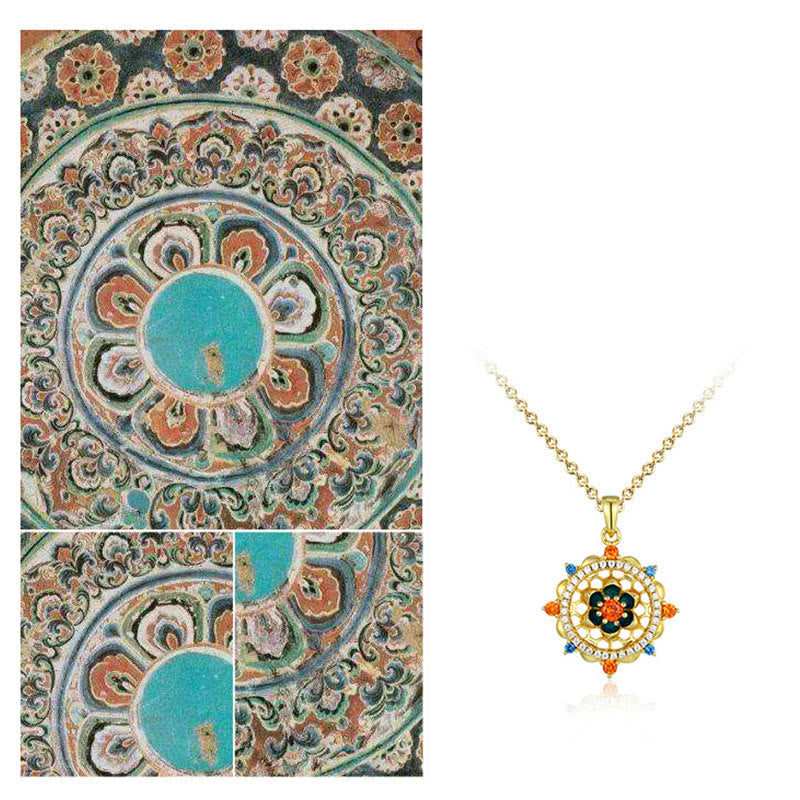 Fortune Jewel 925 Sterling Silver Lotus Flower Colorful Zircon New Beginning Necklace Pendant Fortune Jewel