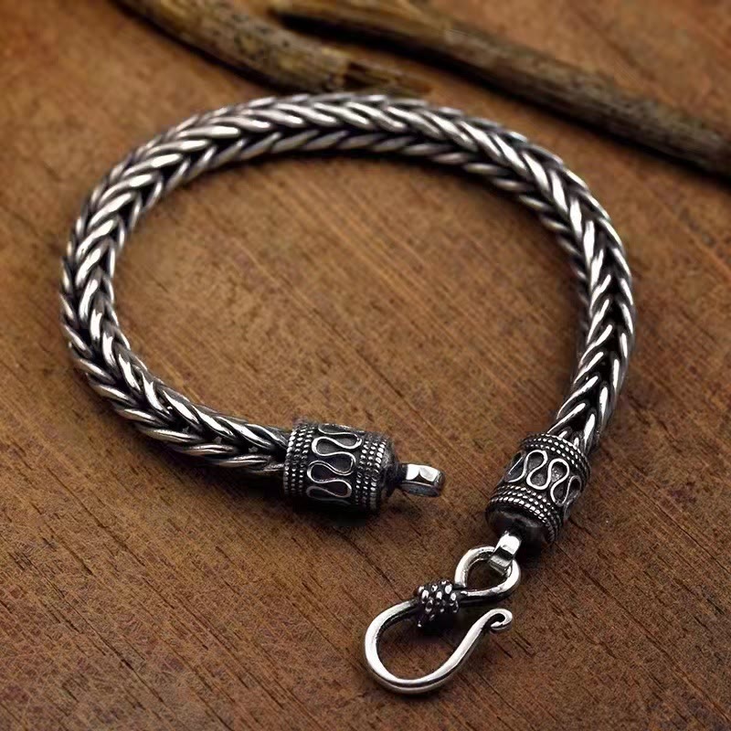 Fortune Jewel Vintage Dragon Keel Braided Twisted Design Wealth Buckle Bracelet
