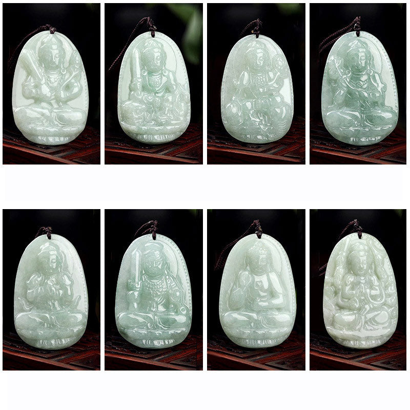 Fortune Jewel Chinese Zodiac Natal Buddha Jade Wealth Prosperity Necklace Pendant Fortune Jewel
