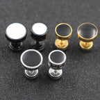 Fortune Jewel Cool Men Titanium Steel Balance Round Stud Earrings