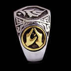Fortune Jewel 925 Sterling Silver Sanskrit Design Carved Protection Adjustable Ring