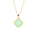 Fortune Jewel Four Leaf Clover Jade Pattern Luck Necklace Pendant