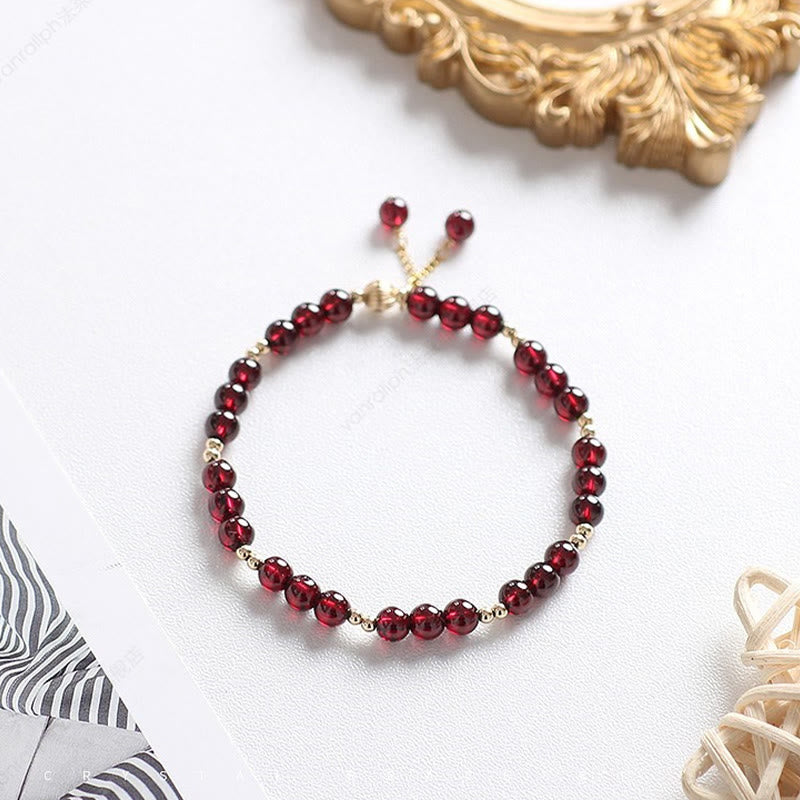 Fortune Jewel 14K Gold Plated Alloy Natural Garnet Calm Bracelet