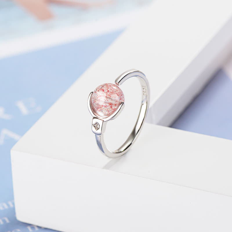 Fortune Jewel Pink Crystal Soothing Rotation Ring