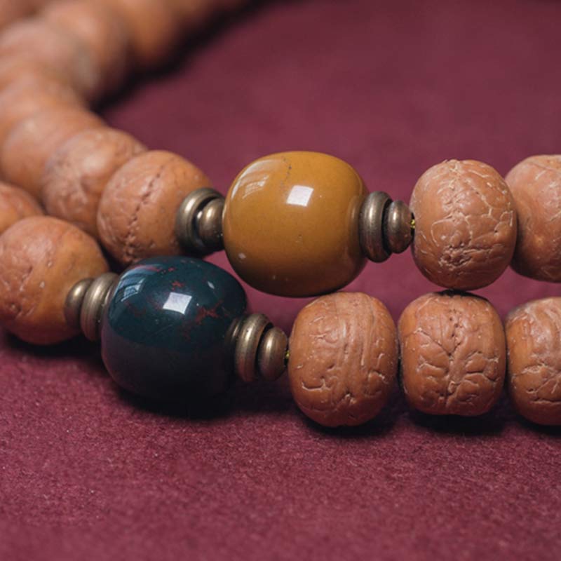 Fortune Jewel 108 Mala Beads Bodhi Seed Dzi Bead Peace Tassel Bracelet