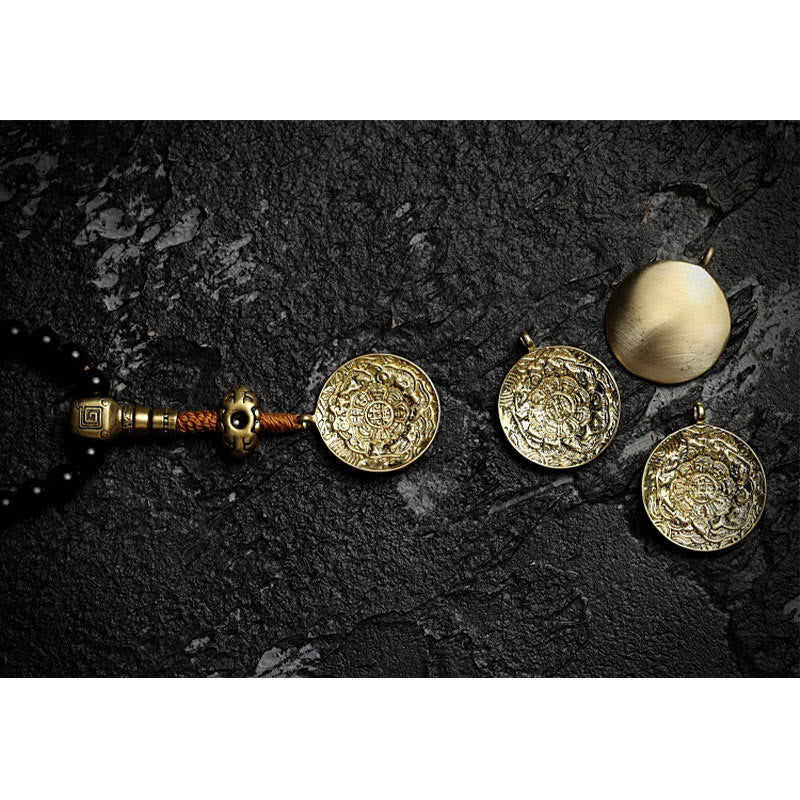 Fortune Jewel Tibetan 108 Mala Beads Black Onyx Tiger Eye Beads Nine Palaces Bagua Protection Bracelet