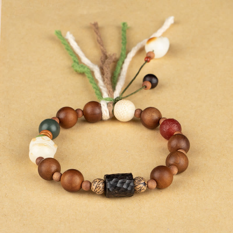 Fortune Jewel Lightning Strike Wood Bodhi Seed Cat Paw Claw Auspiciousness Protection Tassel Bracelet