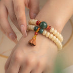 Fortune Jewel Bodhi Seed Lotus Pod Charm Peace Double Wrap Bracelet