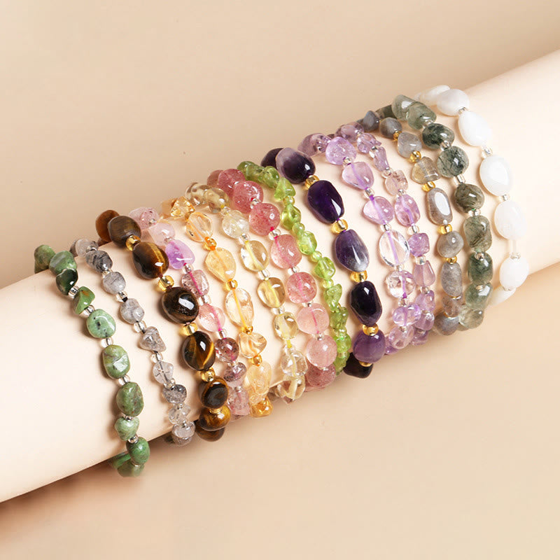 Fortune Jewel Natural Irregular Shape Stone Crystal Meditation Balance Bracelet