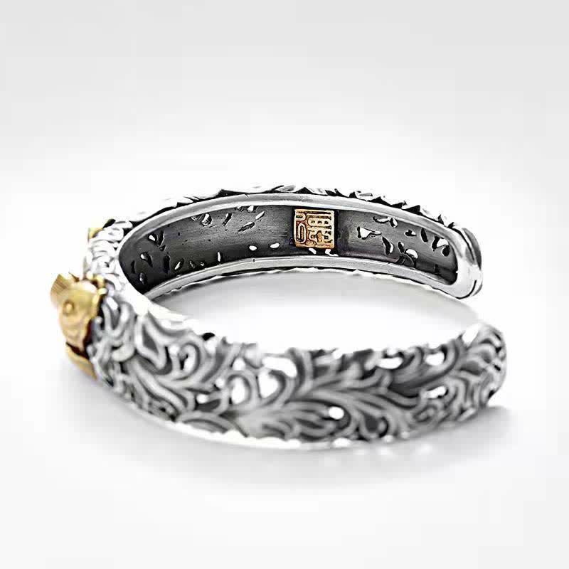 Fortune Jewel Koi Fish Grass Pattern Prosperity Wealth Bracelet Bangle