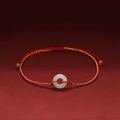 Fortune Jewel Round Peace Buckle Jade Luck Abundance Braided Bracelet Anklet
