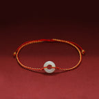 Fortune Jewel Round Peace Buckle Jade Luck Abundance Braided Bracelet Anklet