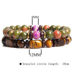 Fortune Jewel 2PCS Healing Crystal Emperor Stone Tiger Eye Bead Bracelet