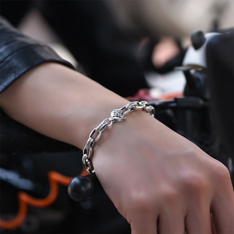 Fortune Jewel Om Mani Padme Hum Double Dorje Copper Engraved Wisdom Bracelet