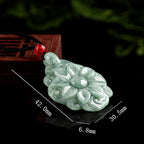 Fortune Jewel Natural Jade Kalanchoe blossfeldiana Flower Pattern Luck Necklace Pendant
