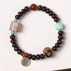 Fortune Jewel Natural Tibet Purple Bodhi Seed Dzi Bead God of Wealth Wisdom Bracelet