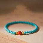 Fortune Jewel Turquoise Red Agate Beaded Protection Bracelet