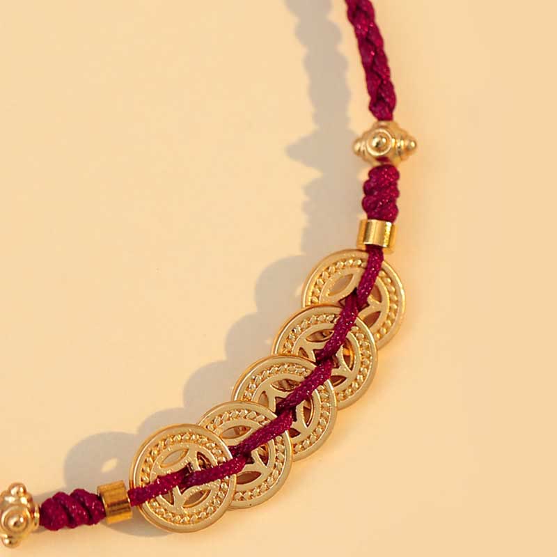 Fortune Jewel Copper Coin Fortune Tree Luck Strength Braided Bracelet