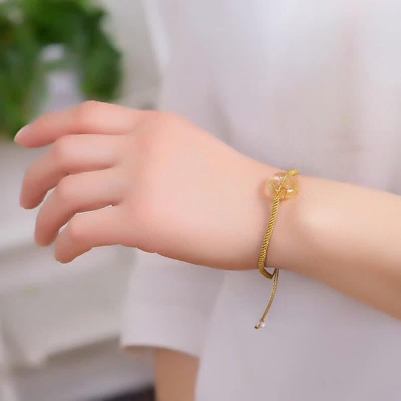 Fortune Jewel Round Citrine Peace Buckle Happiness Braided Bracelet
