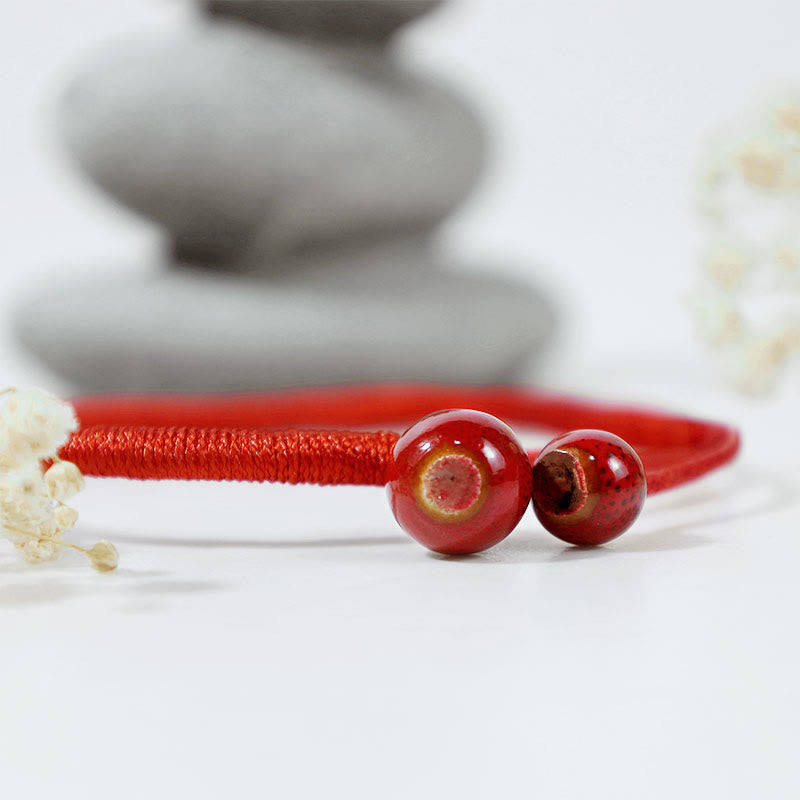 Fortune Jewel FengShui Lucky Red String Ceramic Bracelet