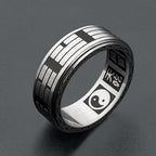 Fortune Jewel Bagua Yin Yang Titanium Steel Balance Rotatable Ring Fortune Jewel