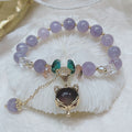 Fortune Jewel Natural Purple Jade Fox Charm Happiness Bracelet