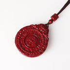 Fortune Jewel Chinese Zodiac Natural Cinnabar Bagua Amulet Keep Away Evil Spirits Necklace Pendant