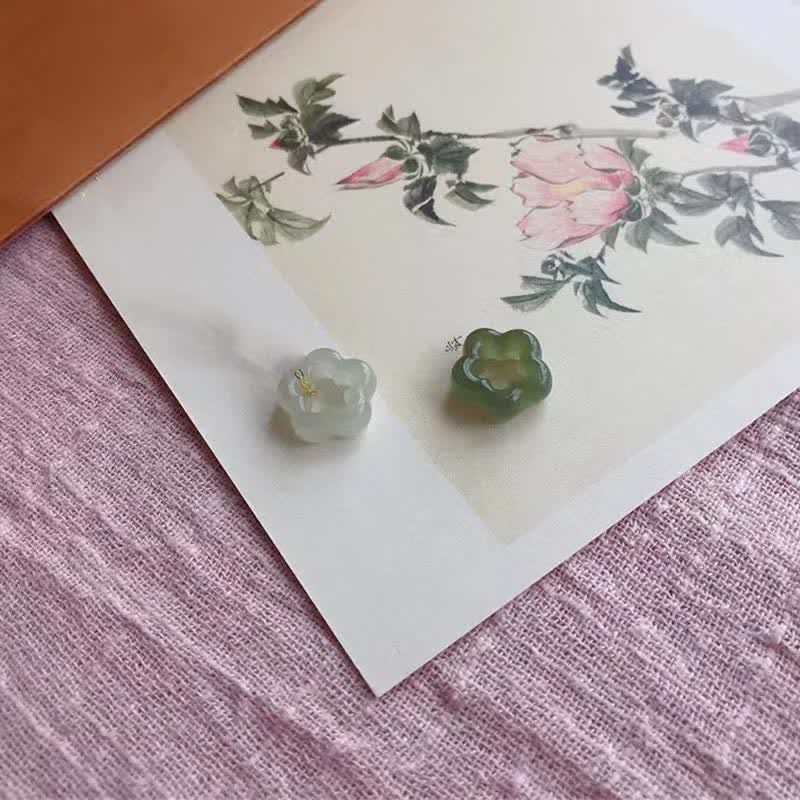 Fortune Jewel Dainty Hetian Jade Cyan Jade Luck Floral Charm Necklace Pendant