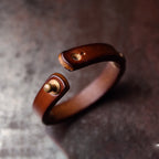 Fortune Jewel Vintage Handmade Texture Copper Brass Leather Wealth Bracelet Bangle