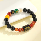 Fortune Jewel Five Elements Black Onyx Red Agate Wisdom Wealth Bracelet