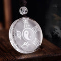 Fortune Jewel Taoism Five Sacred Mountains Yin Yang Symbol Liuli Crystal Balance Necklace Pendant Key Chain Fortune Jewel