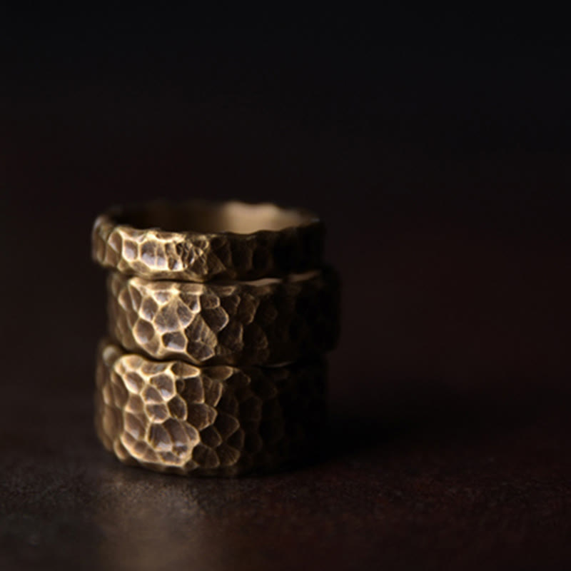 Fortune Jewel Tibetan Bump Texture Design Copper Brass Luck Ring
