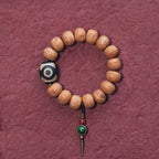 Fortune Jewel Tibet Bodhi Seed Dzi Bead Peace Charm Wrist Mala Bracelet