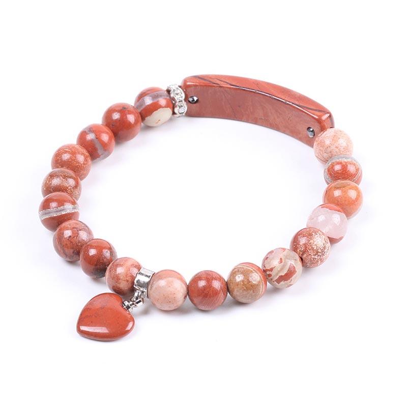 Fortune Jewel Natural Quartz Love Heart Healing Beads Bracelet