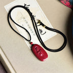 Fortune Jewel Laughing Buddha Yin Yang Chinese Zodiac Gourd Natural Cinnabar Blessing Necklace Pendant