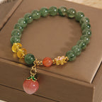 Fortune Jewel Natural Green Strawberry Quartz Love Peach Charm Bracelet