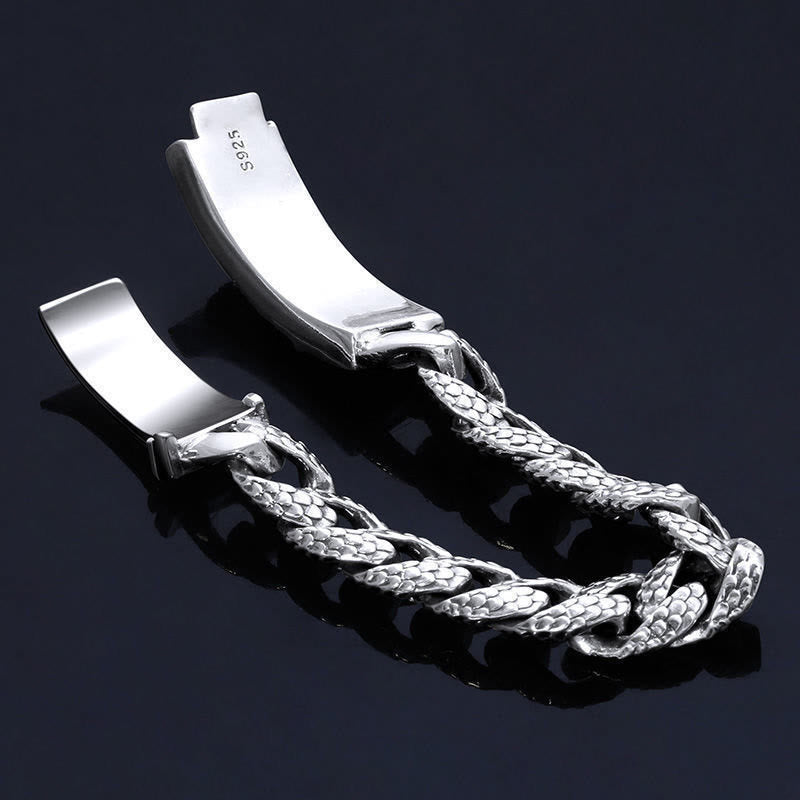 Fortune Jewel Retro Dragon Scale Pattern Engraved Protection Bracelet