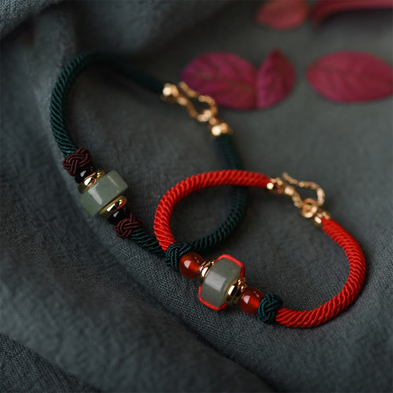 Fortune Jewel Tibetan Green Aventurine Luck Braid String Bracelet