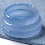 Fortune Jewel Blue Chalcedony Emotional Balance Bracelet Bangle