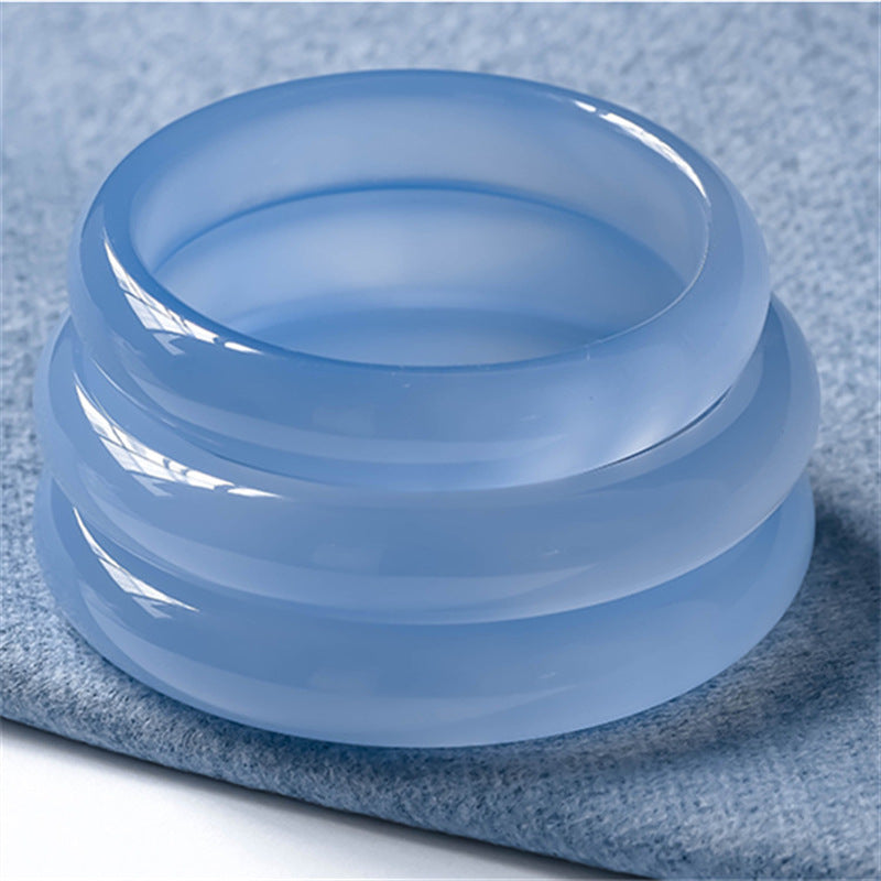 Fortune Jewel Blue Chalcedony Emotional Balance Bracelet Bangle