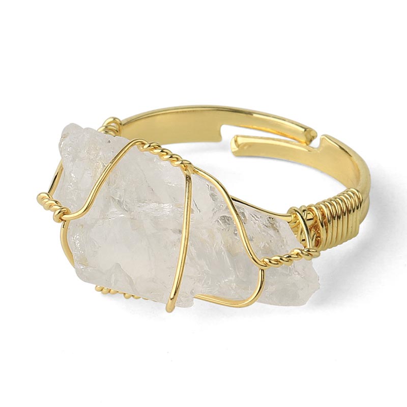 Fortune Jewel Natural Crystal Gemstone Amethyst Adjustable Ring