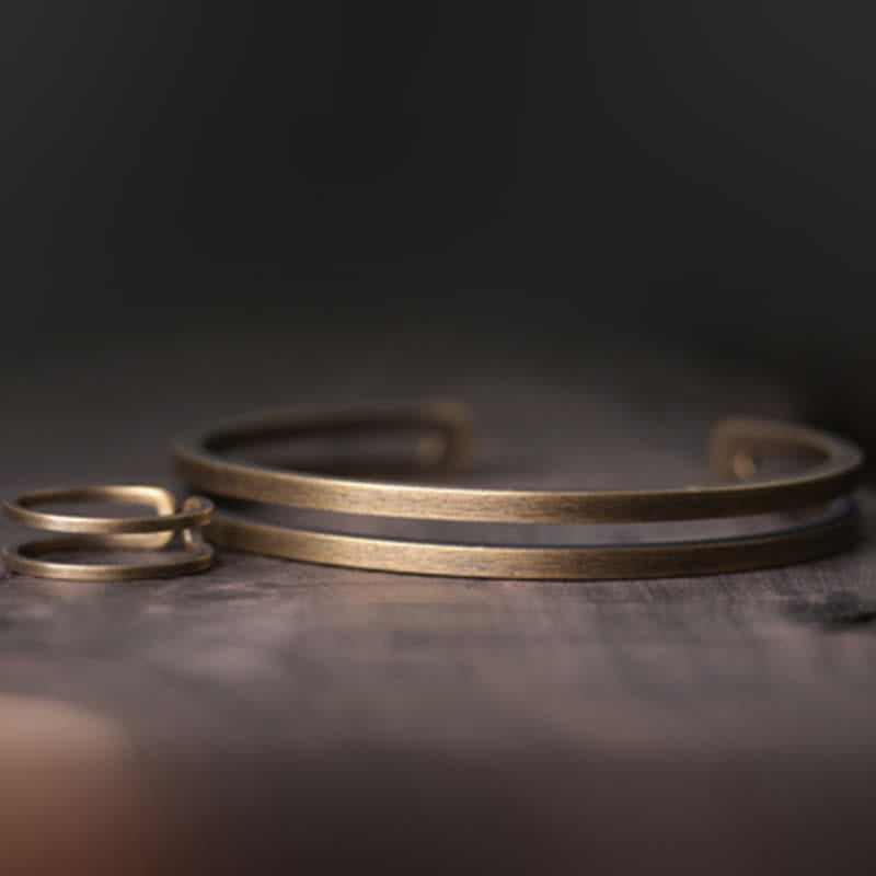 Fortune Jewel Rustic Copper Luck Viking Cuff Bracelet