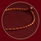 Fortune Jewel 14K Gold Plated Handmade Red Gold Rope King Kong Knot Braided Luck Bracelet