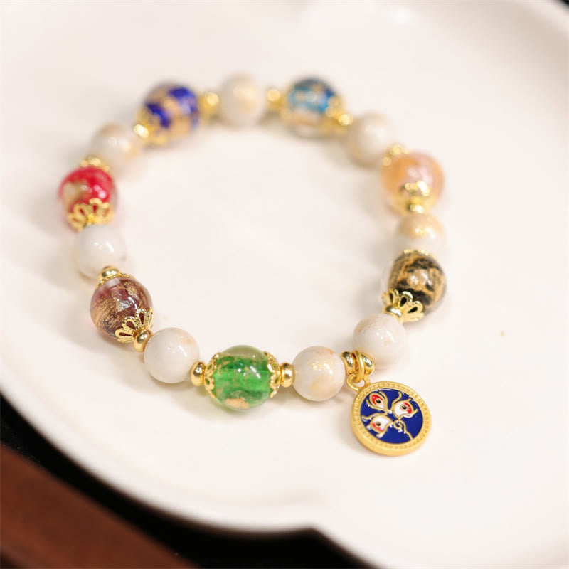 Fortune Jewel Tibetan Five God Of Wealth Fortune Liuli Glass Bead Incense Ash Porcelain Bead Charm Bracelet