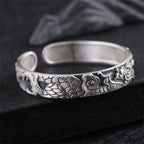 Fortune Jewel 999 Sterling Silver Dragon Strength Protection Bracelet Bangle