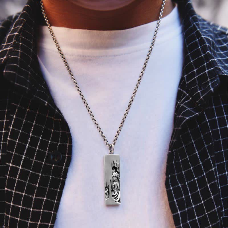 Fortune Jewel Tathagata Buddha Strength Protection Amulet Lucky Vintage Style Pendant Necklace Fortune Jewel