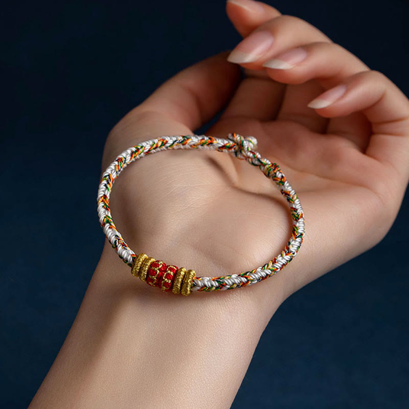 Fortune Jewel Tibet Handmade Chinese Zodiac Natal Buddha Luck Strength Braided String Bracelet